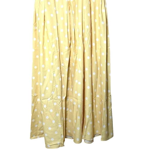 NWOT SHEIN Women’s Polka Dot Sleeveless Midi Dress Yellow/White Size M/L - Picture 7 of 8